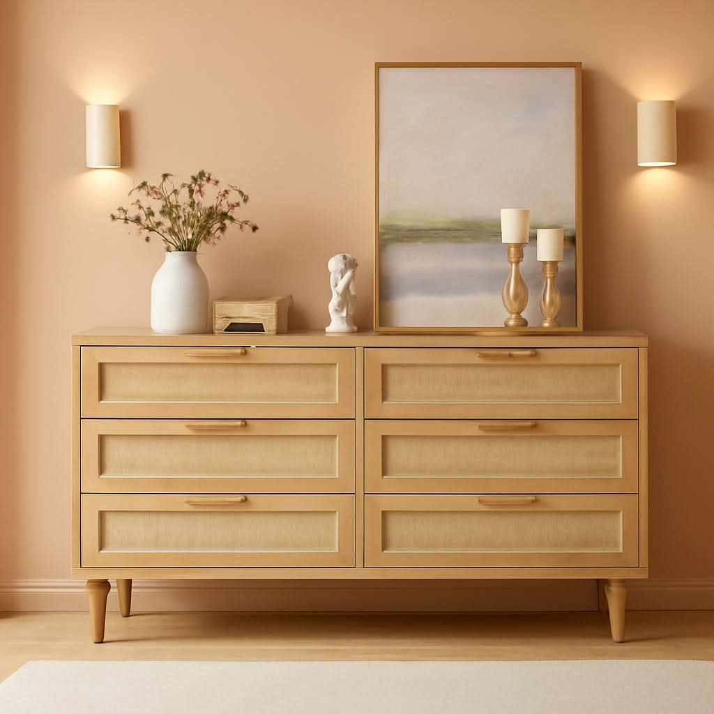 Rattan Dresser 54 Inch PremiumQuality Tabletop Drawers