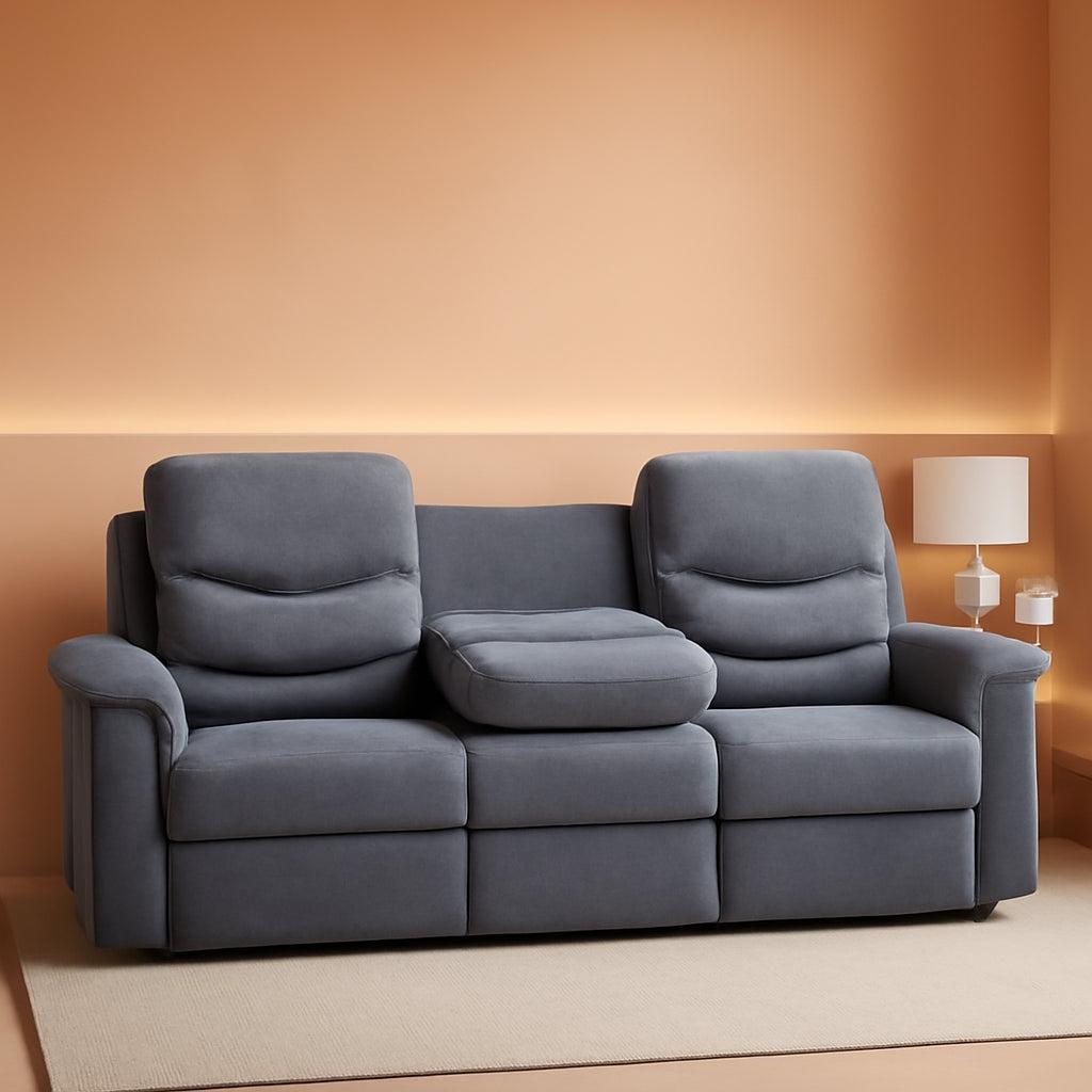Reclining Sofa With Flip Console Three Seater Cupholders