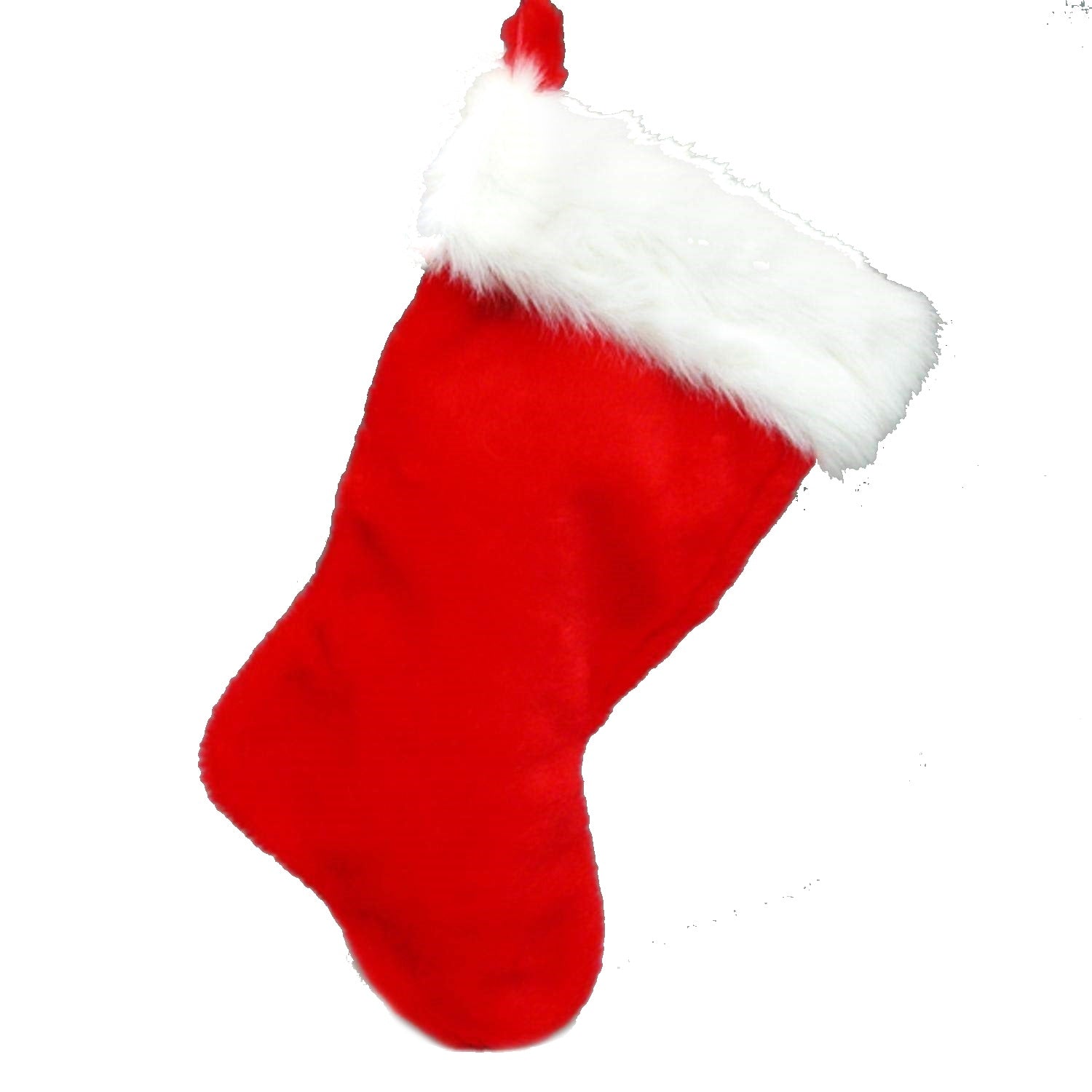 Red Stocking With Faux Rabbit Fur Cuff