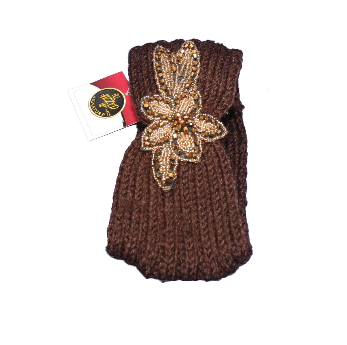 Rhinestone Knit Headband - Chocolate