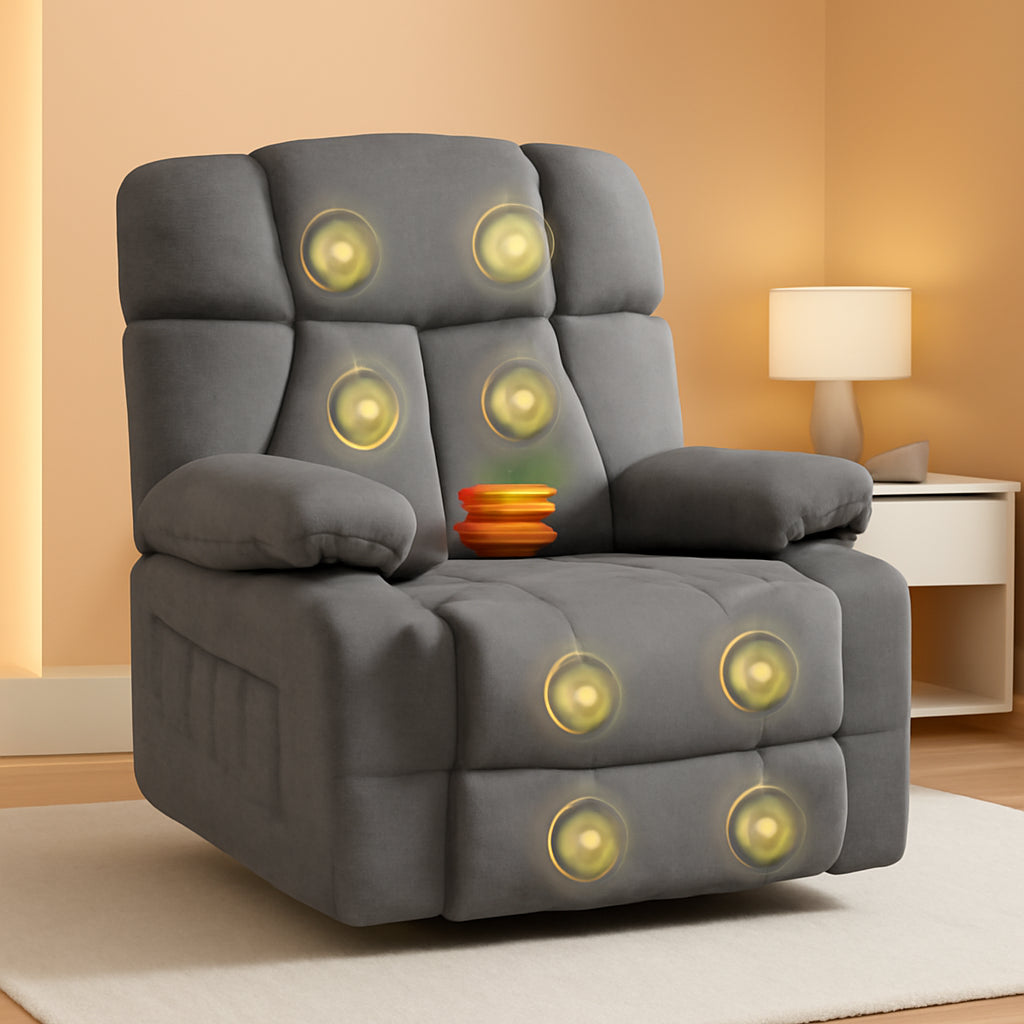 Rocker Recliner Chair With Massage And Heat Gray XRC3