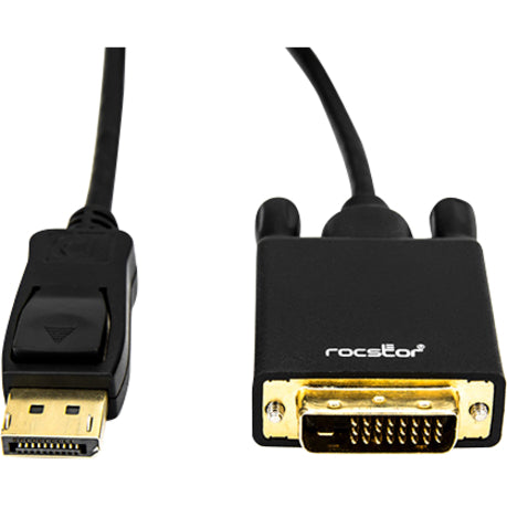 Rocstor Premium 6 Ft Displayport 1.2V To Dvi Cable M/M - Displayport 1.2V To Dvi 3840X2160 @ 30Hz, Supports 2K,4K @ 30Hz - Dp 1.2V/Dvi For Notebook, Pc, Monitor, Video Device, Tv, Projector, Graphics Card, Hdtv - 6 Ft (2M) - Retail Pack - Gold Platted - 1