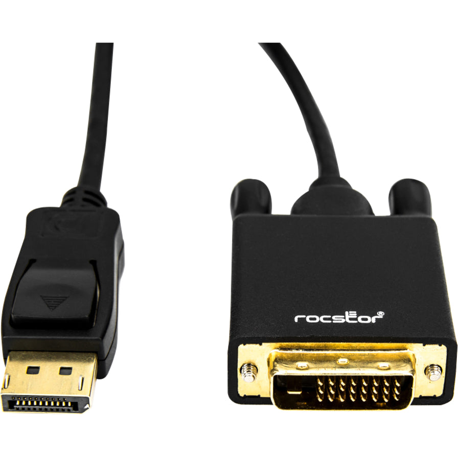Rocstor Premium 6 Ft Displayport 1.2V To Dvi Cable M/M - Displayport 1.2V To Dvi 3840X2160 @ 30Hz, Supports 2K,4K @ 30Hz - Dp 1.2V/Dvi For Notebook, Pc, Monitor, Video Device, Tv, Projector, Graphics Card, Hdtv - 6 Ft (2M) - Retail Pack - Gold Platted - 1