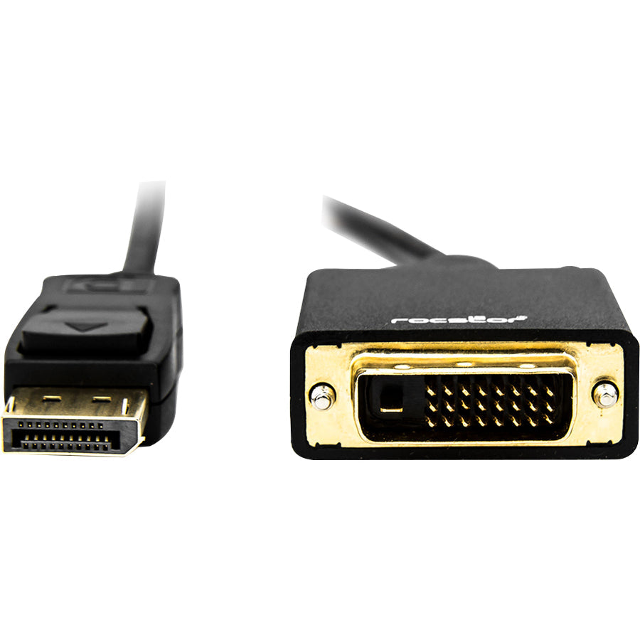 Rocstor Premium 6 Ft Displayport 1.2V To Dvi Cable M/M - Displayport 1.2V To Dvi 3840X2160 @ 30Hz, Supports 2K,4K @ 30Hz - Dp 1.2V/Dvi For Notebook, Pc, Monitor, Video Device, Tv, Projector, Graphics Card, Hdtv - 6 Ft (2M) - Retail Pack - Gold Platted - 1