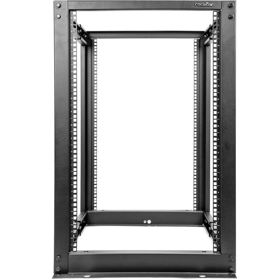 Rocstor SolidRack 18U Adjustable Depth Open Frame 4 Post Rack w/ Casters - Adjustable