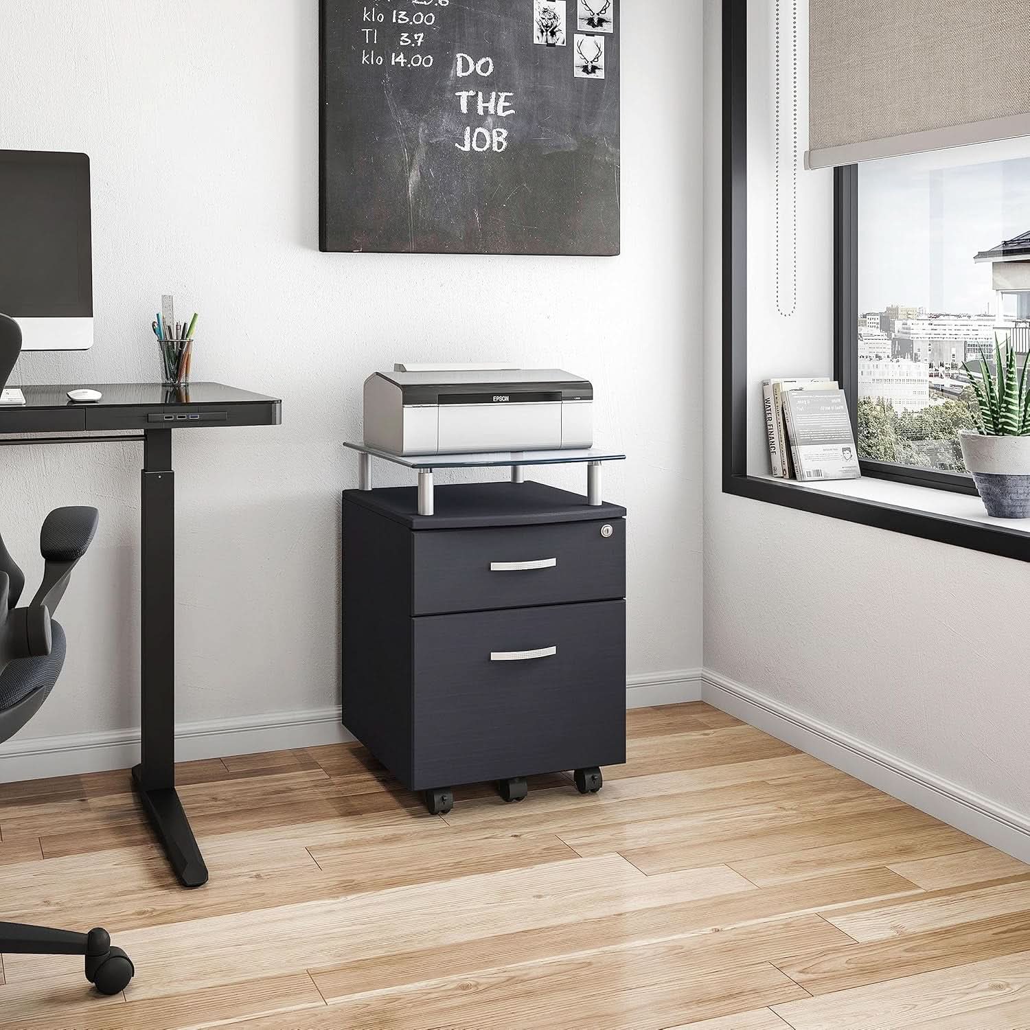 Rolling File Cabinet Graphite With Locking Top Drawer