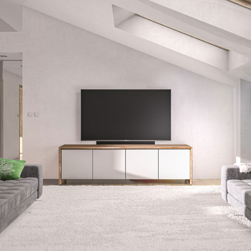 Salamander Barcelona 217 Storage Console Natural Walnut Gloss White