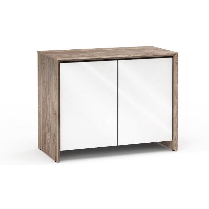 Salamander Barcelona 323 Media Cabinet Natural Walnut Gloss White