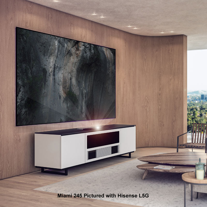 Salamander 245 Cabinet for Hisense L5G Projector – Gloss White, Built-In Integration