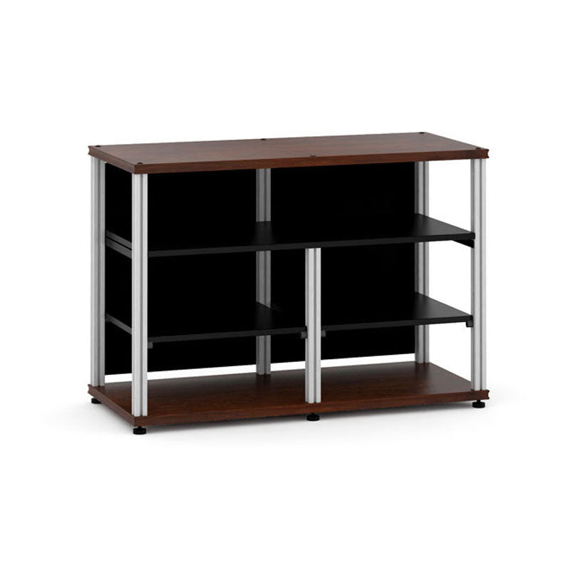Salamander Synergy Twin 30 Open Center AV Cabinet Walnut Aluminum Posts