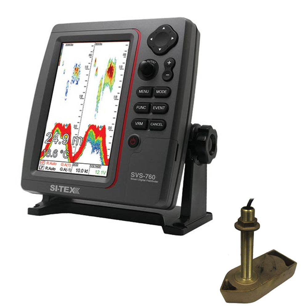 SI-TEX SVS-760 Dual Frequency Sounder 600W Kit w/Bronze Thru-Hull Temp Transducer -