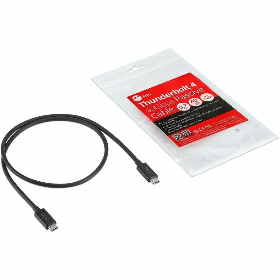 SIIG Thunderbolt 4 Cable 2.3ft (0.7M) - 8K@60Hz Display - 40Gbps Data Transfer - Up to