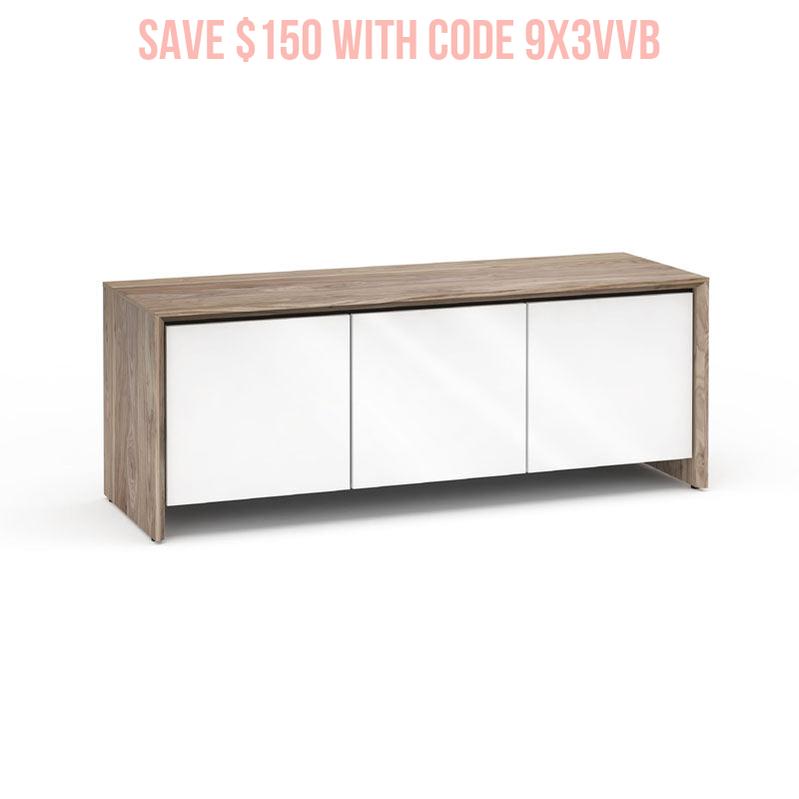 Salamander Barcelona 237 AV Cabinet Natural Walnut Gloss White for Home Theater