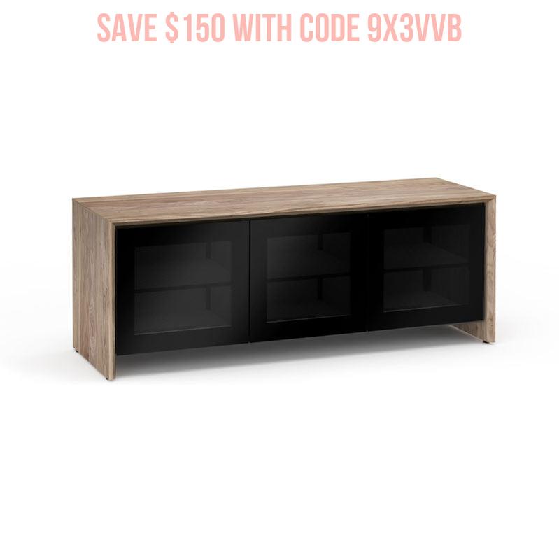 Salamander Barcelona 237 Natural Walnut & Black Glass Media Console