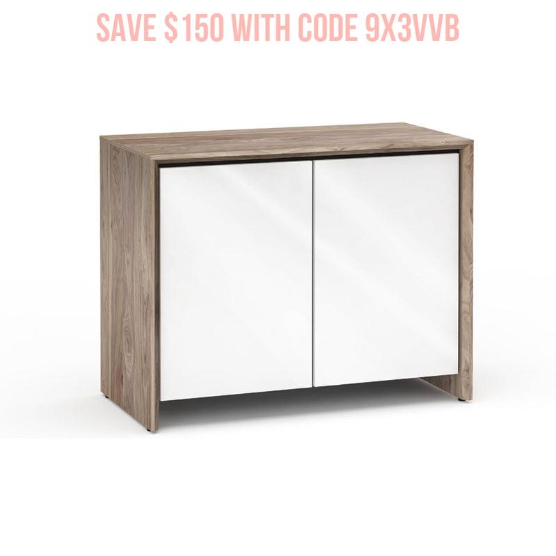 Salamander Barcelona 323 Media Cabinet Natural Walnut Gloss White