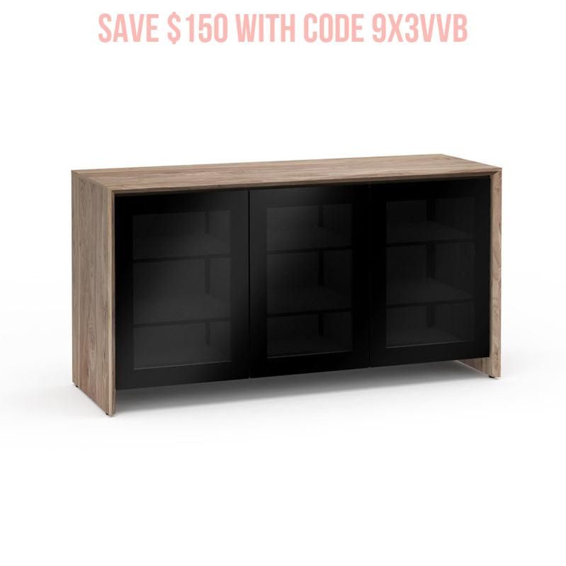 Salamander Barcelona 337 Media Console Natural Walnut Black Glass