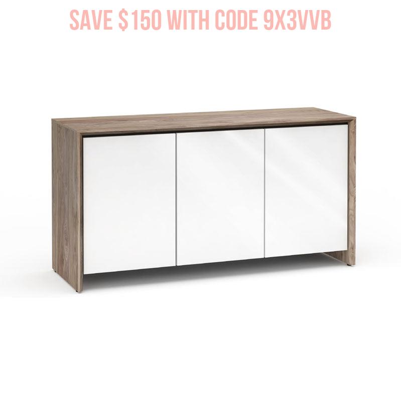 Salamander Barcelona 337 Storage Cabinet Natural Walnut Gloss White