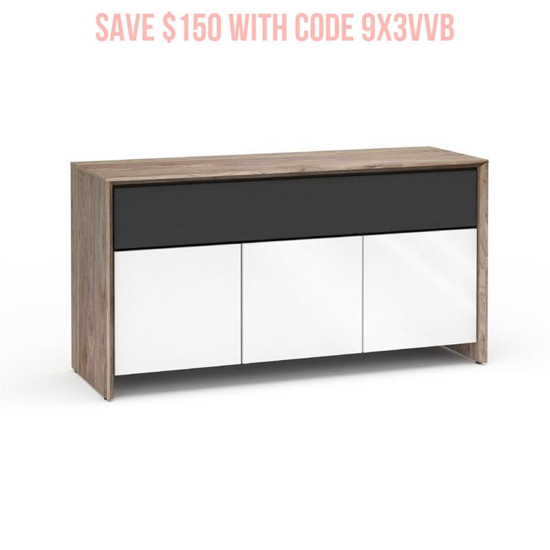 Salamander Barcelona 339 Two-Tone Storage Console Natural Walnut Gloss White