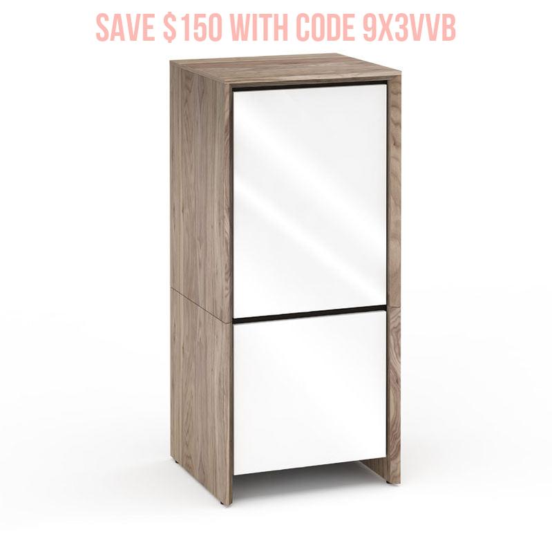 Salamander Barcelona 517 Two-Tone Storage Cabinet Natural Walnut Gloss White