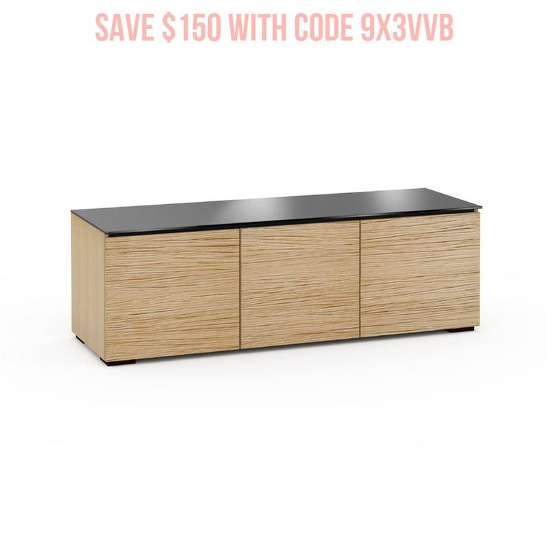 Salamander Denver 237 Natural Oak AV Cabinet with Black Glass Top