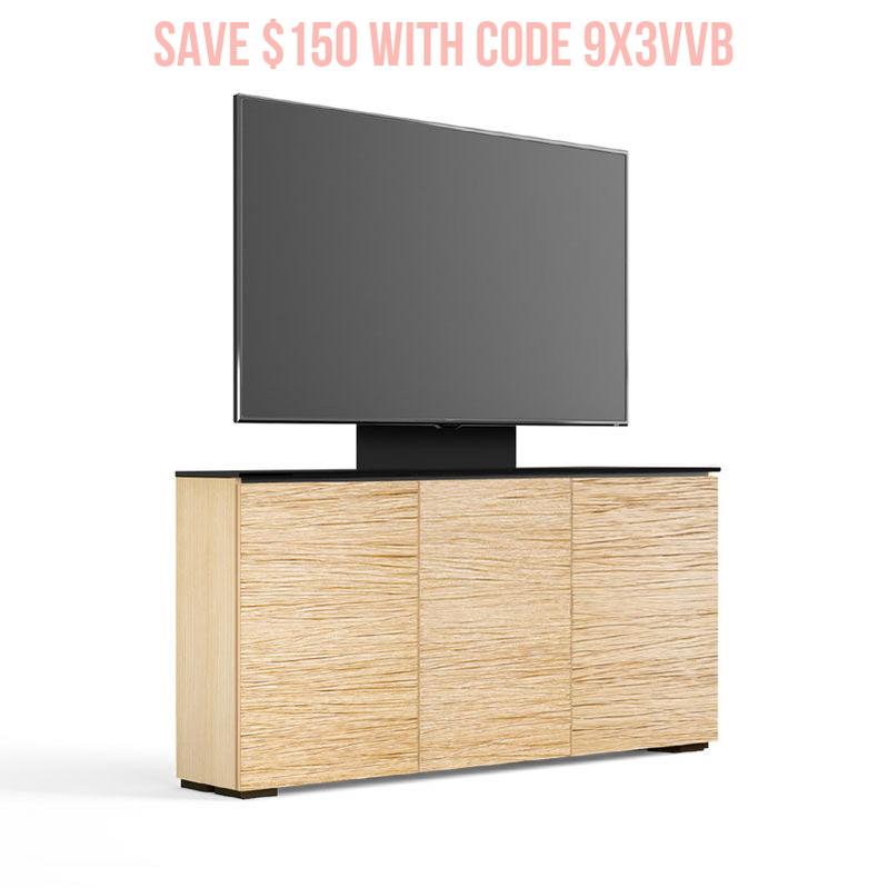 Salamander Denver 337 Low Profile Media Cabinet with TV Mount Natural Oak