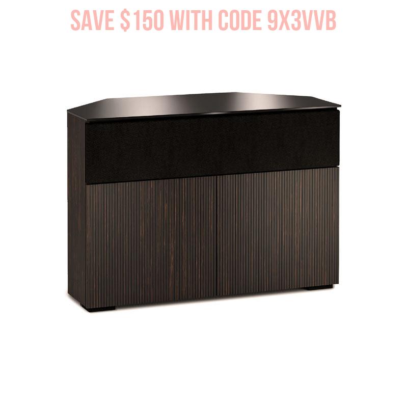 Salamander Manhattan 329 Corner AV Cabinet Ebony Maro Black Glass Top