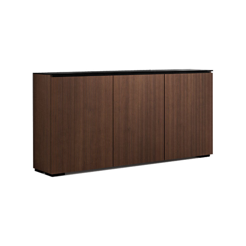 Salamander Manhattan 337 Low Profile Cabinet with Concealed Storage, Medium Walnut & Black Top