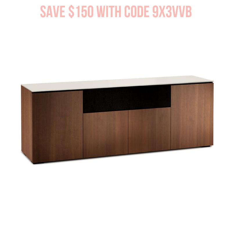Salamander Manhattan 345 Medium Walnut Doors & Sides with Matte Taupe Glass Top
