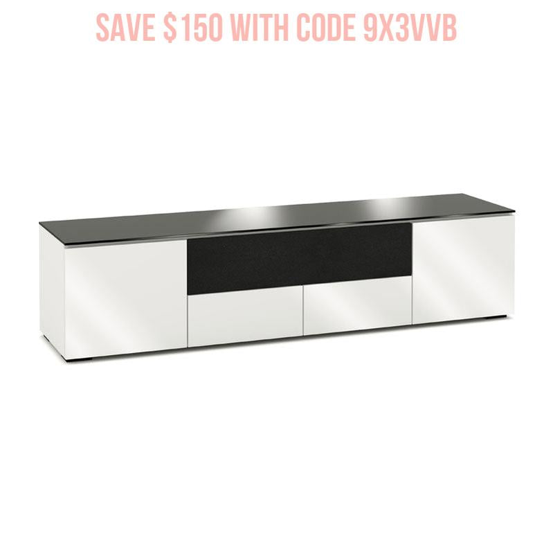 Salamander Miami 245 AV Cabinet Gloss White Black Glass for Home Theater