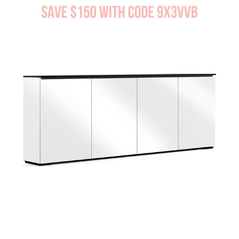 Salamander Miami Low Profile TV Stand Gloss White Black Glass
