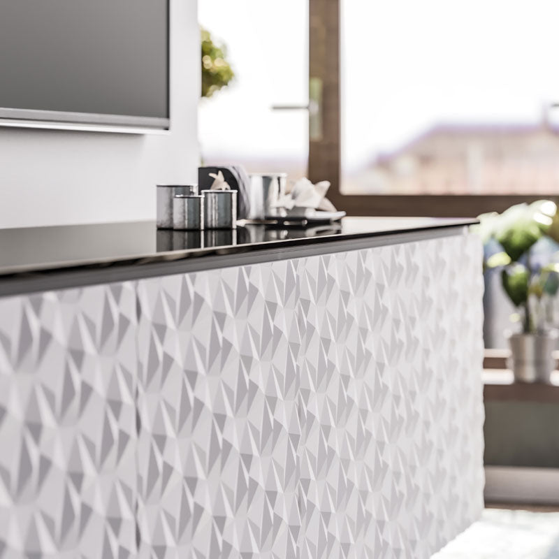 Salamander Milan 221 Corner AV Cabinet White Black Glass - Space-Smart Storage