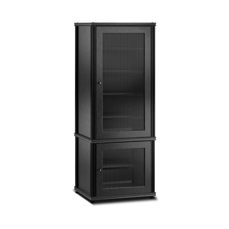 Salamander Synergy Model 603 Black Oak Media Cabinet with Black Posts