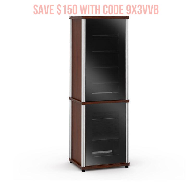 Salamander Synergy Model 703 Dark Walnut Storage with Black Glass Doors