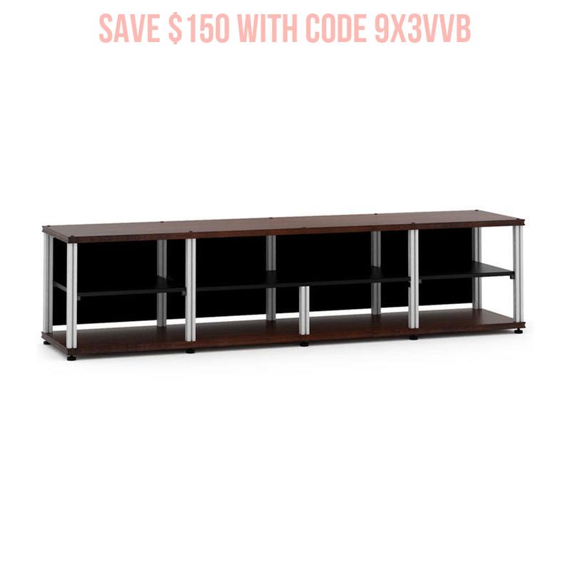 Salamander Synergy Quad 20 AV Cabinet with Center Opening – Walnut & Aluminum Posts