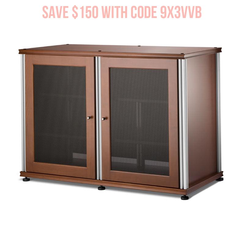Salamander Synergy Single Box 323 Cherry with Aluminum Posts – Modular AV Storage