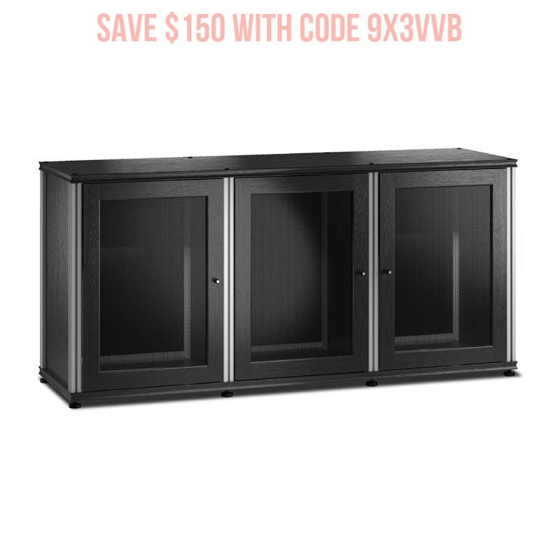 Salamander Synergy Single Box 337 Black Oak Aluminum Posts – Modular AV Storage