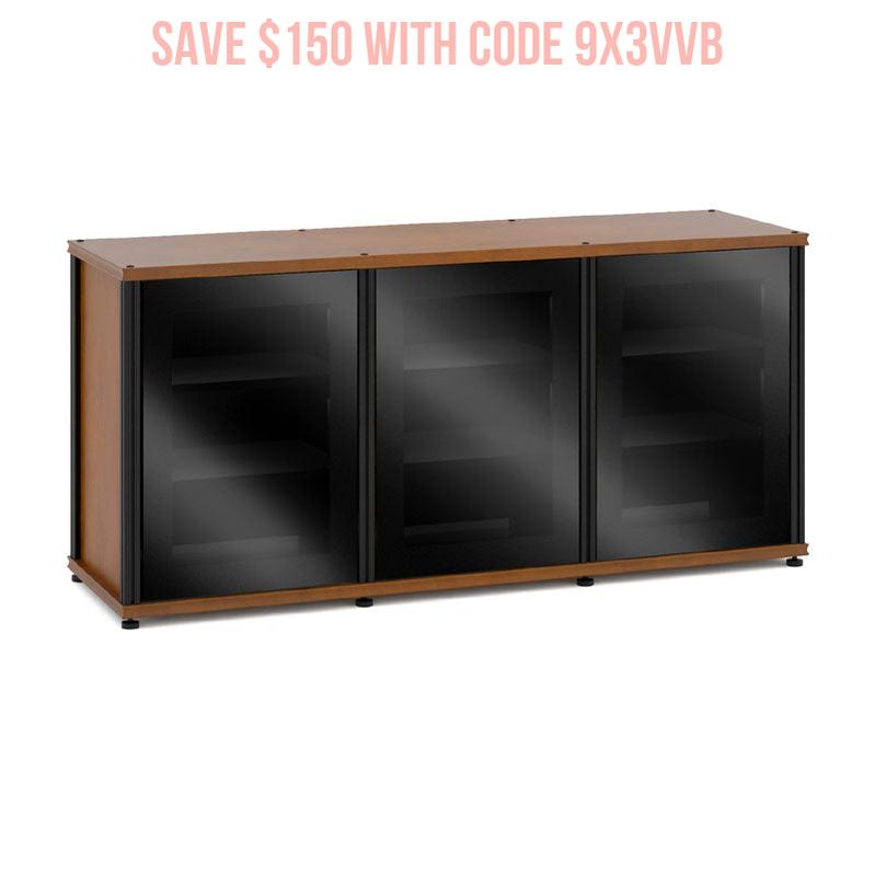 Salamander Synergy Single Box 337 Media Cabinet - American Cherry & Black Glass