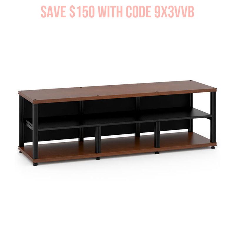 Salamander Synergy Triple 20 Open Center AV Cabinet – Cherry, Black Posts