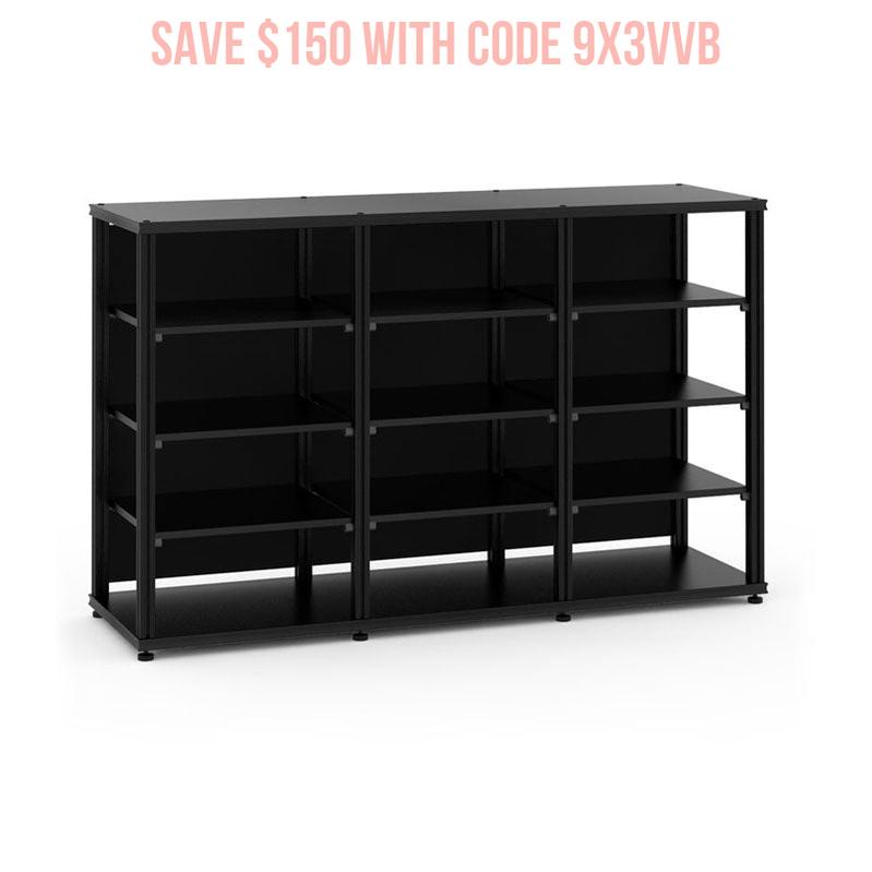 Salamander Synergy Triple 40 AV Stand – Compact 3-Tier Storage, Black Oak