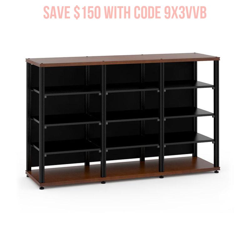 Salamander Synergy Triple 40 Cherry Media Cabinet with Black Posts