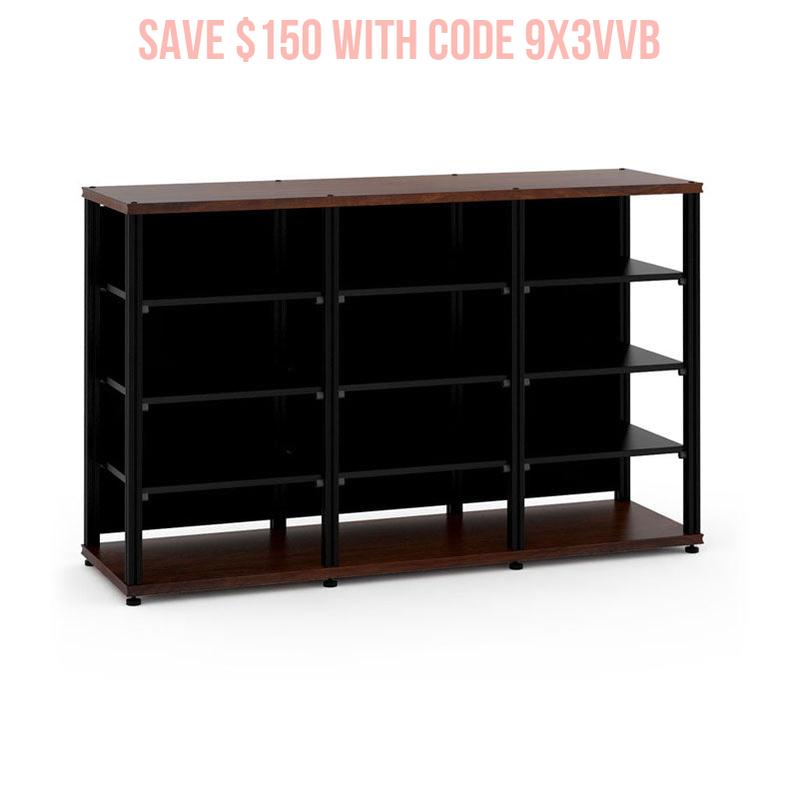 Salamander Synergy Triple 40 Walnut AV Cabinet with Black Posts