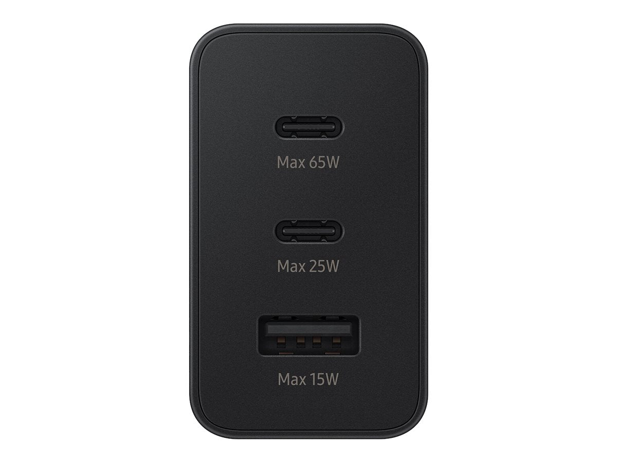 Samsung EP-T6530 - Power adapter - 65 Watt - 3.5 A - PD 3.0, QC, AFC, SFC, SFC 2.0 - 3 output connectors (USB, 2 x USB-C) - black EP-T6530NBEGUS