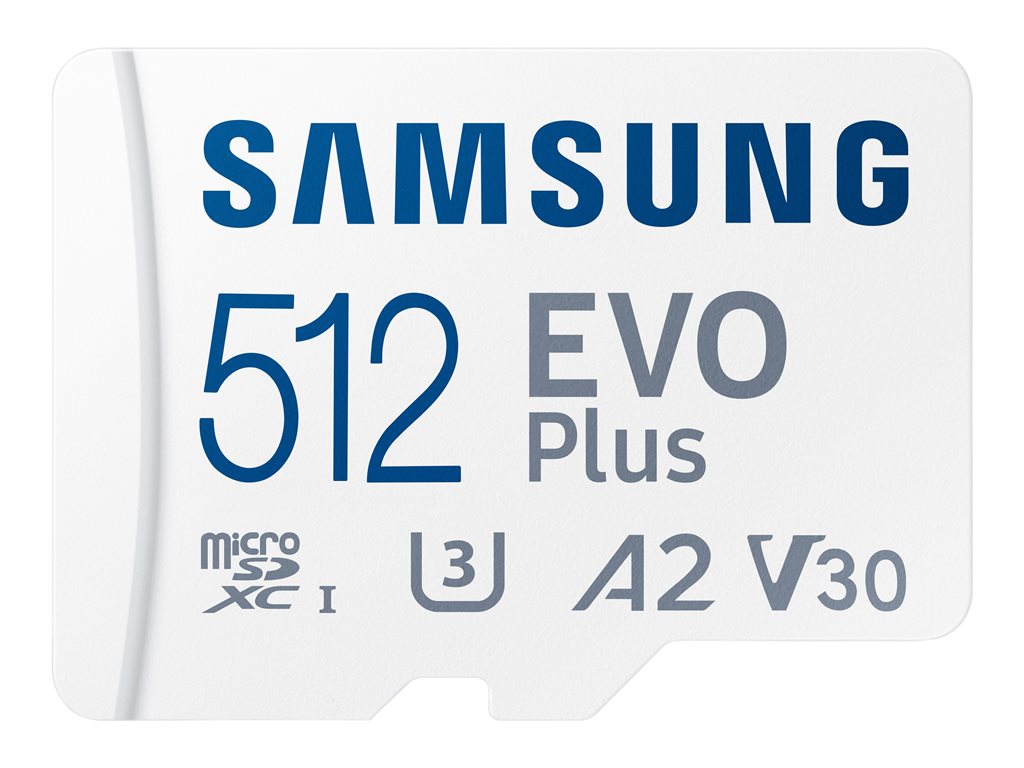 Samsung EVO Plus MB-MC512KA - Flash memory card (microSDXC to SD adapter included) - 512 GB - A2 / Video Class V30 /