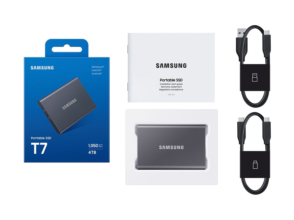 Samsung Portable SSD T7 4TB USB 3.2 10Gbps Fast Storage for Professionals