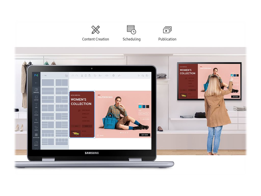 Samsung QM55B-T - 55 Diagonal Class (54.6" viewable) - QMB-T Series LED-backlit LCD display - digital signage - with touchscreen