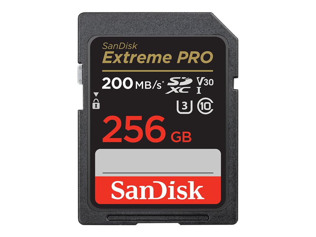 SanDisk Extreme Pro - Flash memory card - 256 GB - Video Class V30 / UHS-I U3 / Class10 - SDXC UHS-I