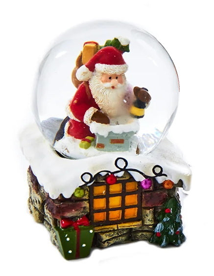 Santa Climbing down the Chimney Waterglobe - Looking Down