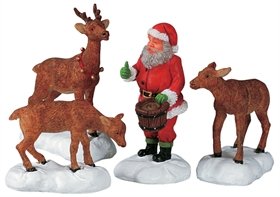 Santa Feeds Reindeer - Set Of 4