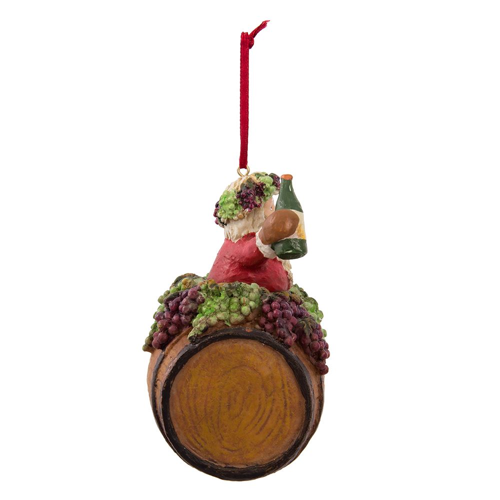 Santa On Wine Barrel Ornament