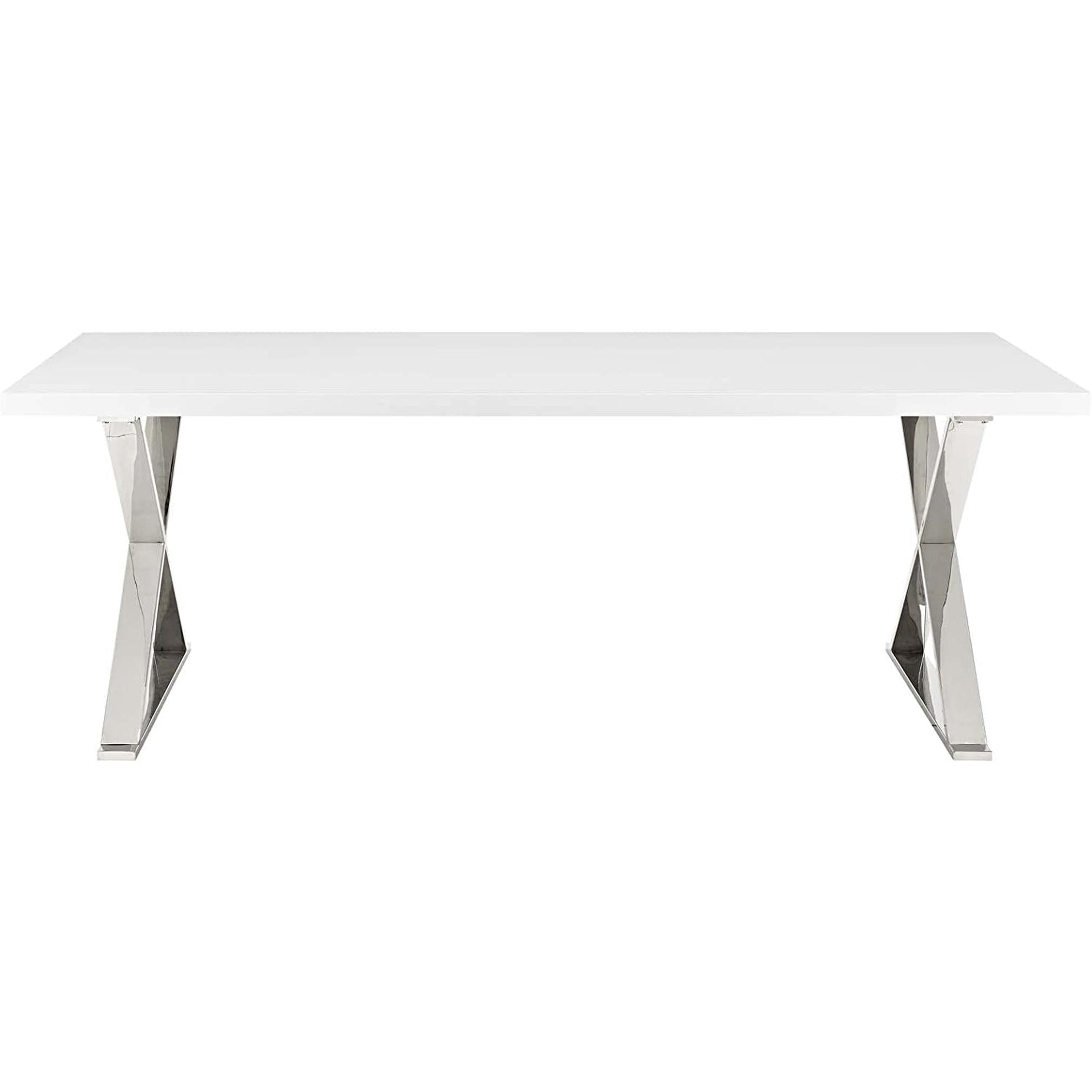 Sector Modern Dining Table White Silver High Gloss Top